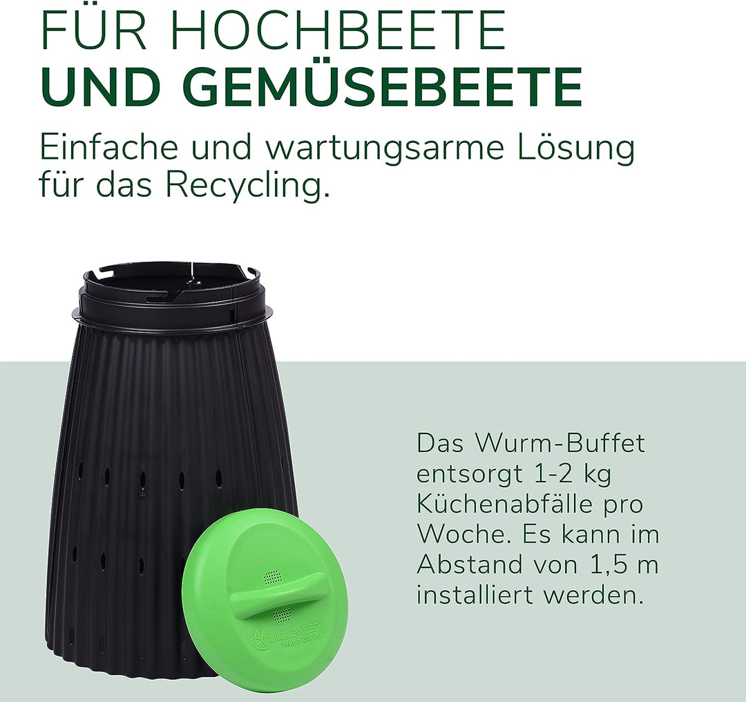 Natursache Wurmkomposter „Worm Buffet“ I Komposter aus recyceltem Plastik I Komposterde schnell und