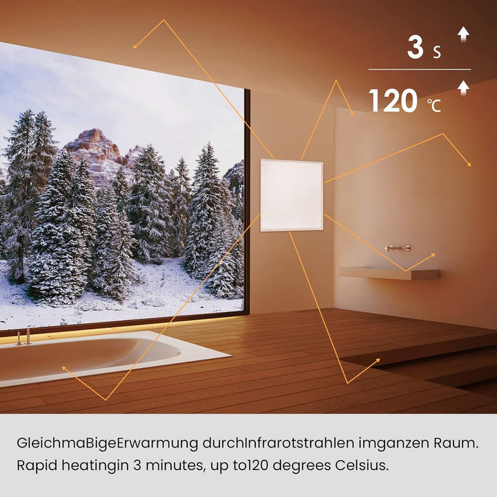 Hocosyme Infrarotheizung mit Thermostat 300 Watt, Infrarotheizung Wandmontage - 1-3 Min auf Betriebs