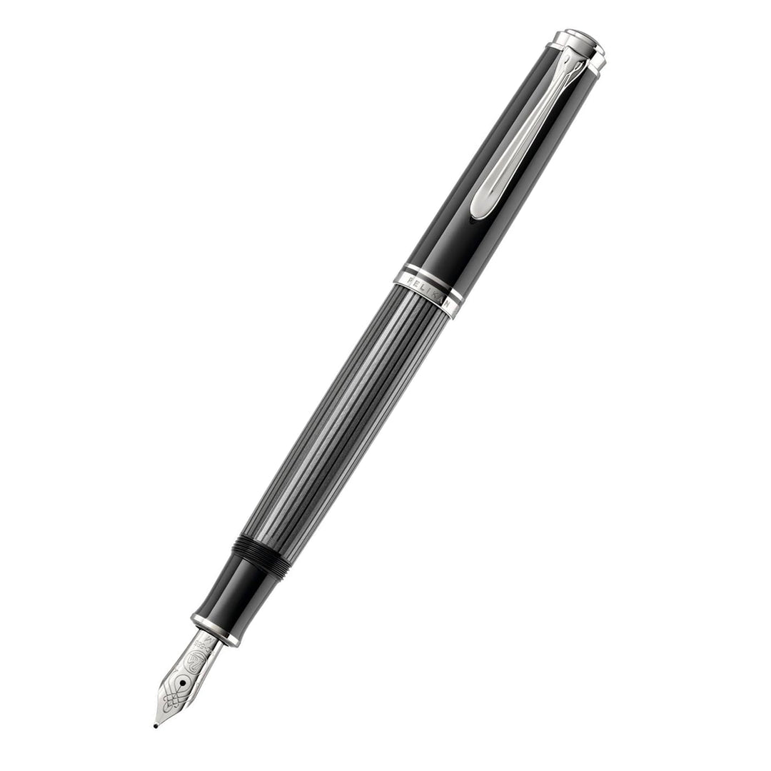Pelikan Füllhalter Souverän 605 Stresemann, Schwarz-Anthrazit, Feder F (fein), hochwertiger Kolbenfü