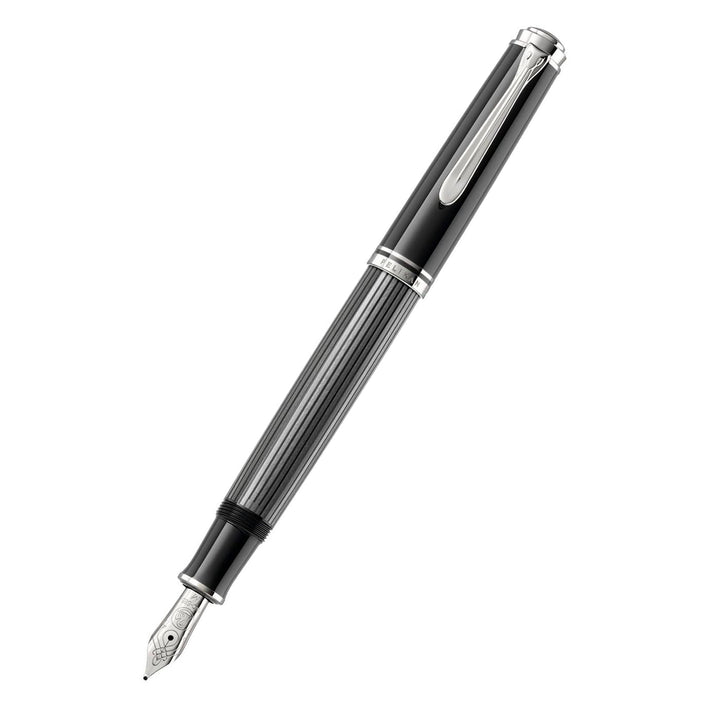 Pelikan Füllhalter Souverän 605 Stresemann, Schwarz-Anthrazit, Feder F (fein), hochwertiger Kolbenfü