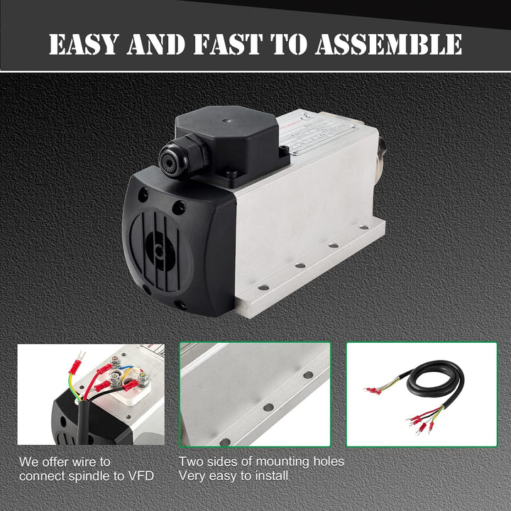 CNC-Spindelmotor-Set, 220 V, 1,5 kW, ER16, luftgekühlter Spindelmotor, quadratisch, CNC-Motor + 220