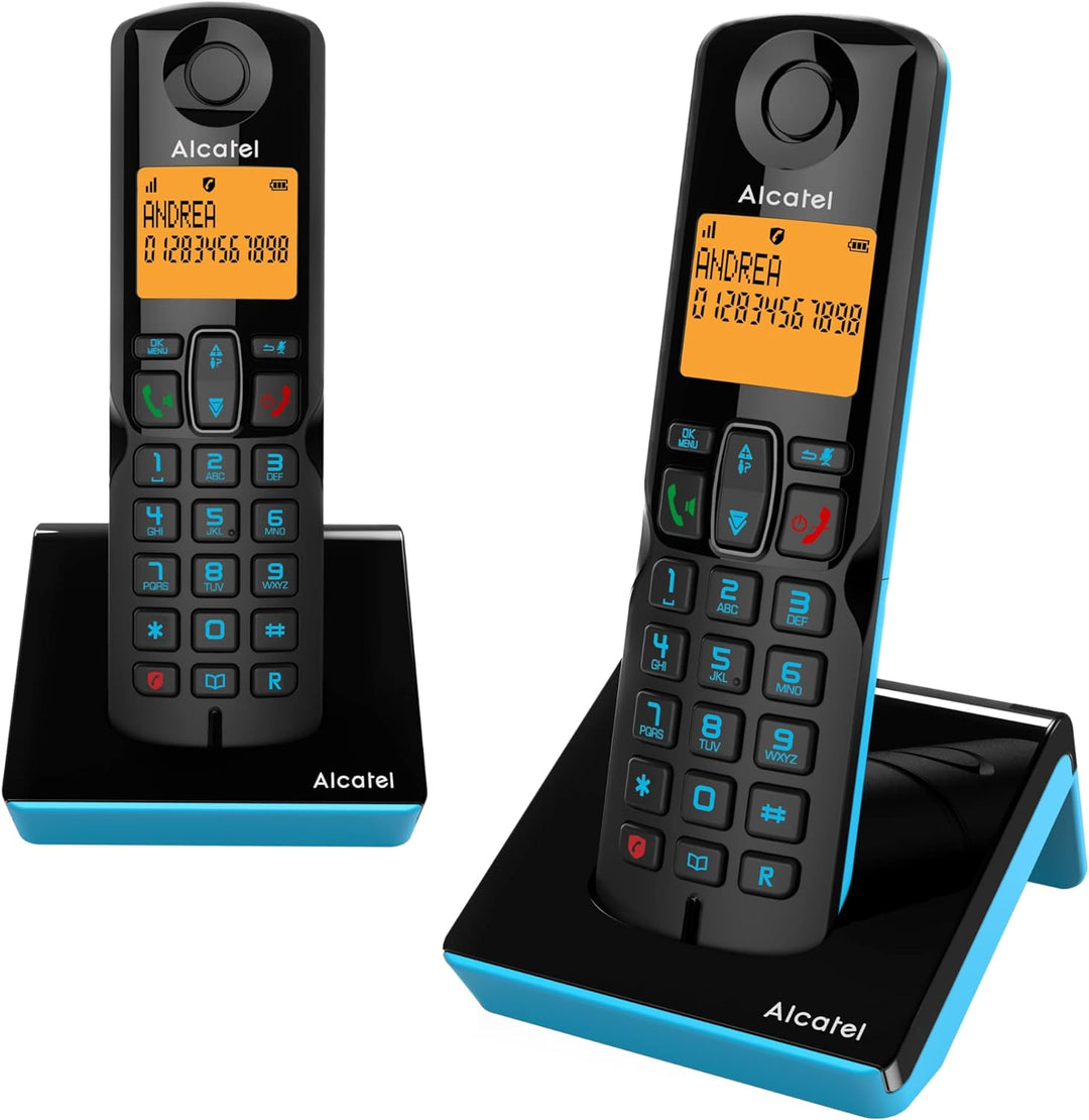 ALCATEL S280 Duo Schwarz und Blau, Schnurloses Telefon mit zusätzlichem Mobilteil Plus erweiterter A