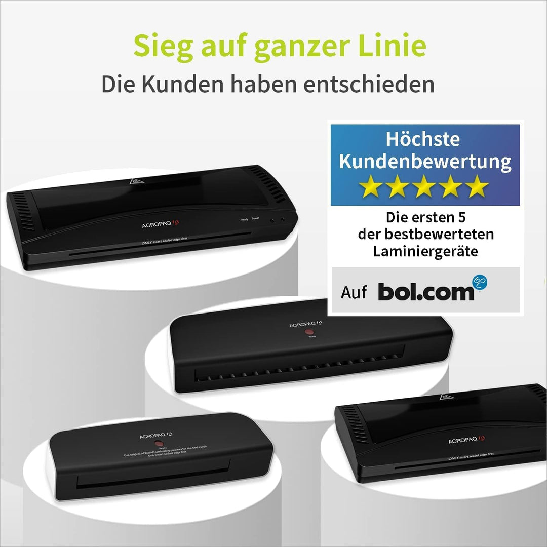 ACROPAQ Laminiergerät A3 mit Laminierfolien - Laminierset mit 50 Laminierfolien, Eckenrunder, Papier