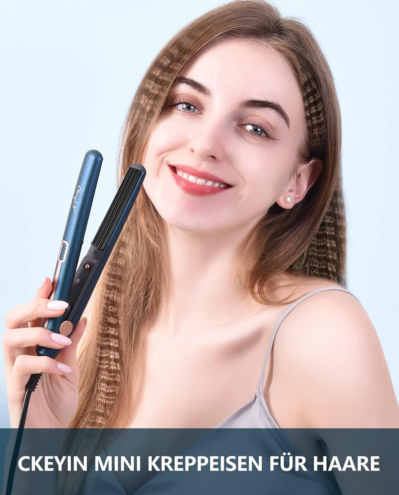 CkeyiN Kreppeisen für Haare,Mini Crepp Haareisen Keramik Welleneisen Tragbar Hair Crimper Temperatur