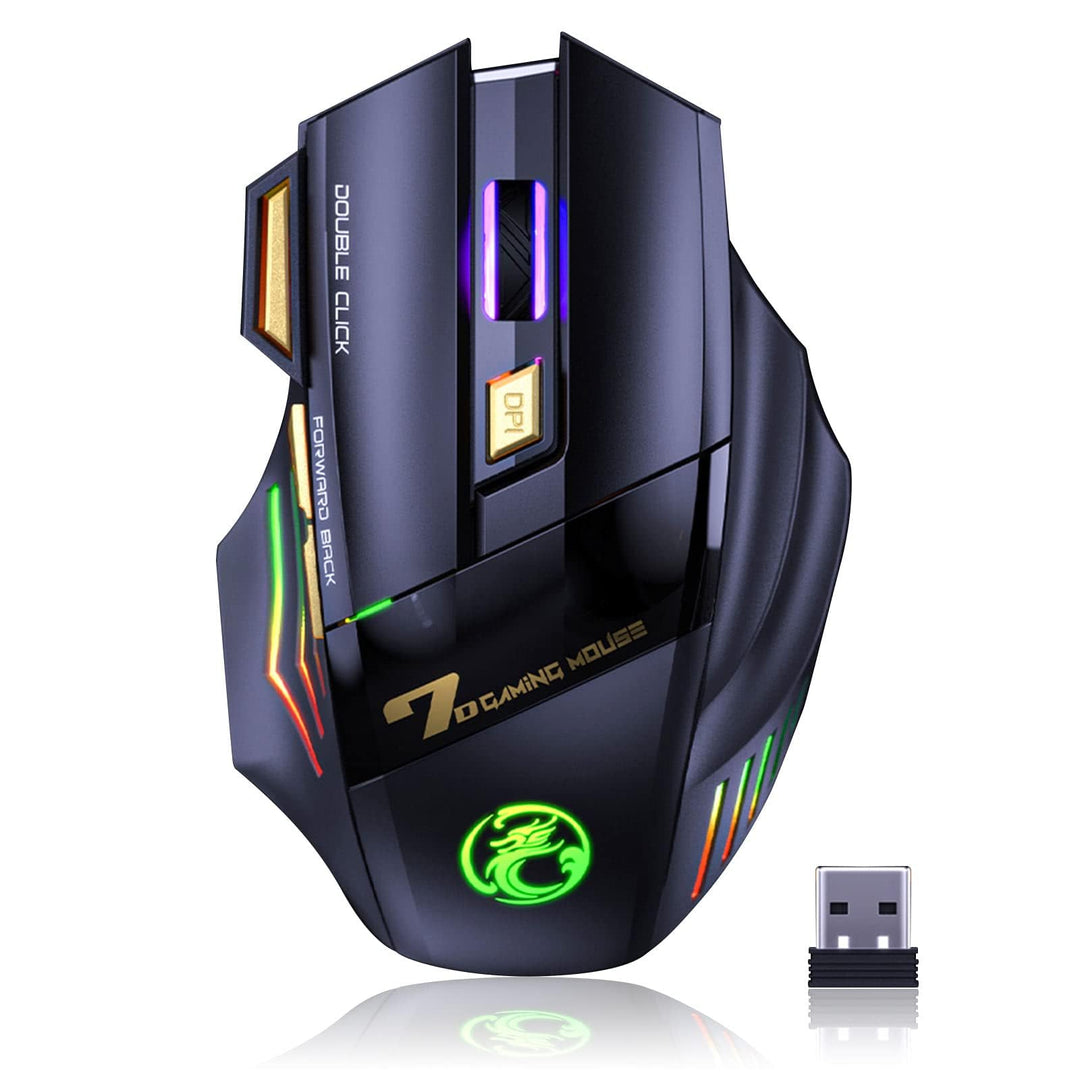 VEGCOO C8 Wireless Gaming Maus, wiederaufladbare Silent Click Gaming Maus mit 2.4G USB-Empfänger, 3