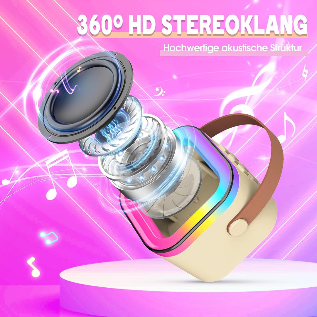 Kinder Geschenke Spielzeug für 3-12 Jahre, Tragbarer Karaoke Maschine mit 2 Bluetooth Karaoke Mikrof