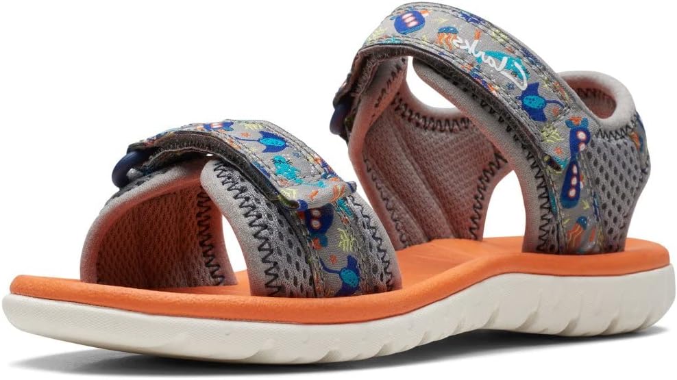 Clarks Mädchen Surfing Tide K Sandal 29.5 EU Grau, 29.5 EU Grau