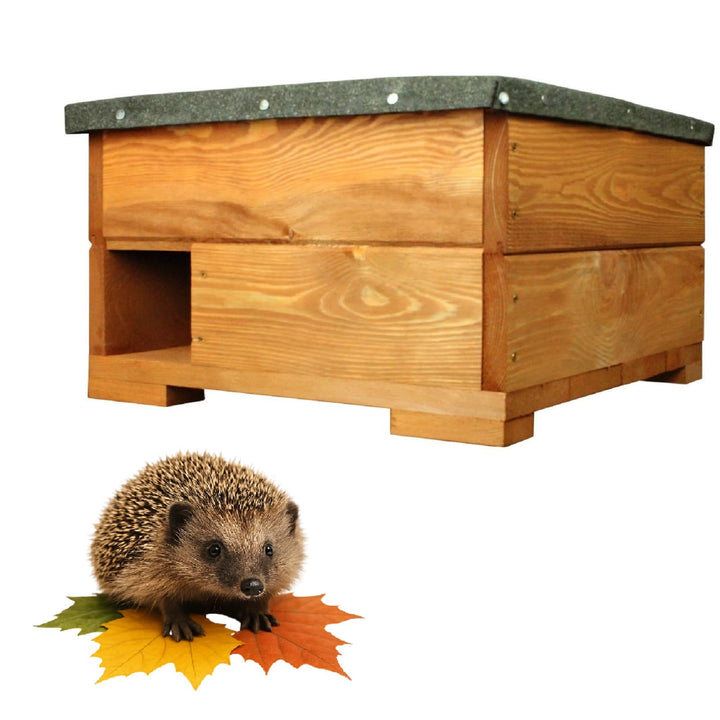 QLS Igelhaus aus Holz 45x45x27 cm mit abnehmbarem Dach Imprägniert Wetterfest
