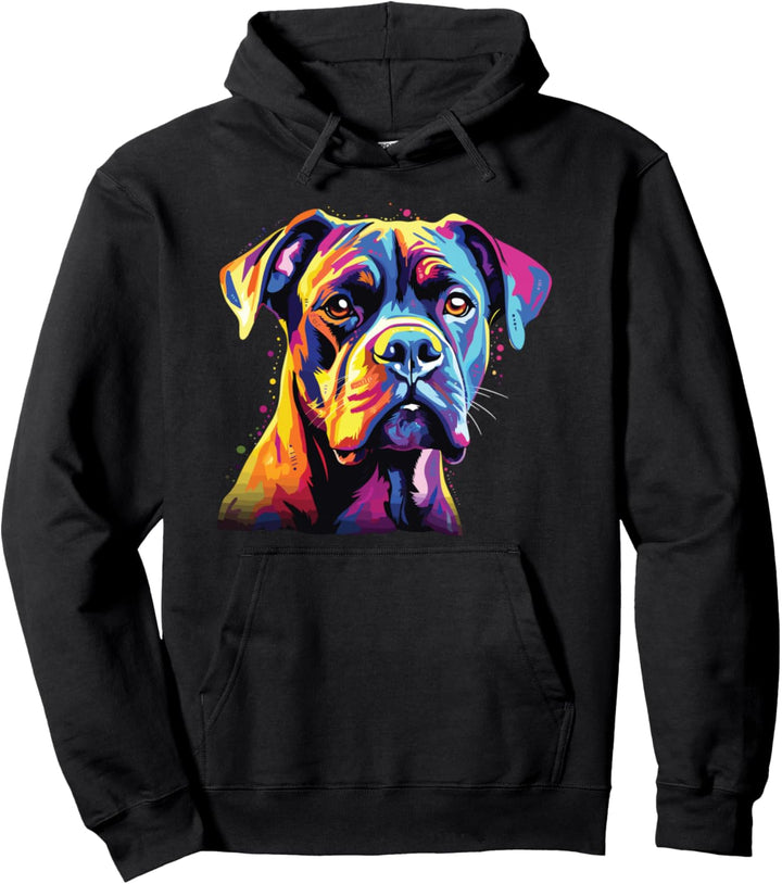 Wasserfarben Farbenfroher Boxer Hunde Pullover Hoodie