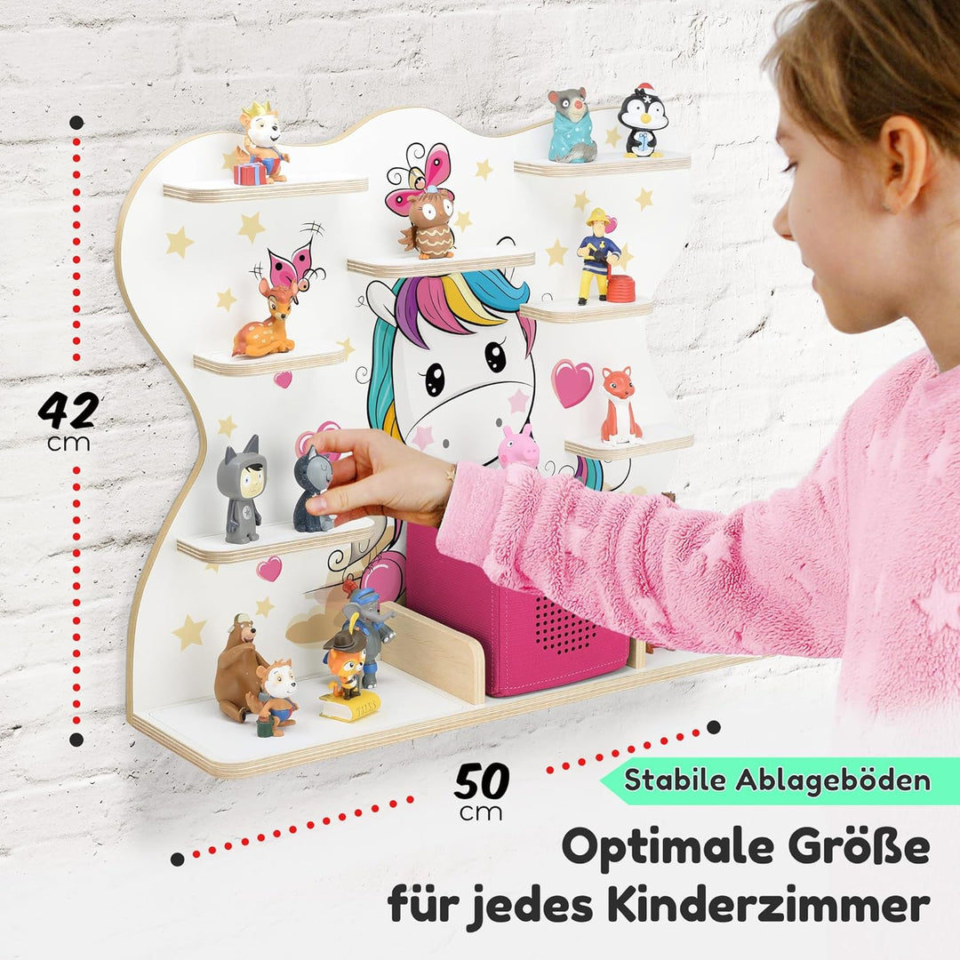 stadtecken Holzregal für Musikbox I Geeignet für die Toniebox und ca. 50 Tonies I Perfekte Tonie Auf