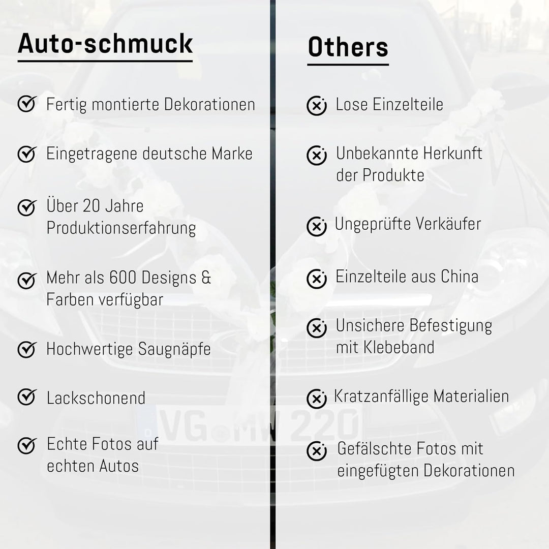 Rosen Girlande Braut Paar Rose Deko Dekoration Autoschmuck Hochzeit Car Auto Wedding ®Auto-schmuck D