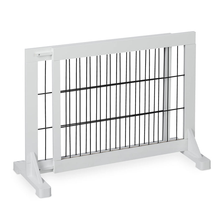Relaxdays Absperrgitter, ausziehbares Schutzgitter, Treppe &amp; Tür, HxB: 56 x 70-108 cm, freistehend,