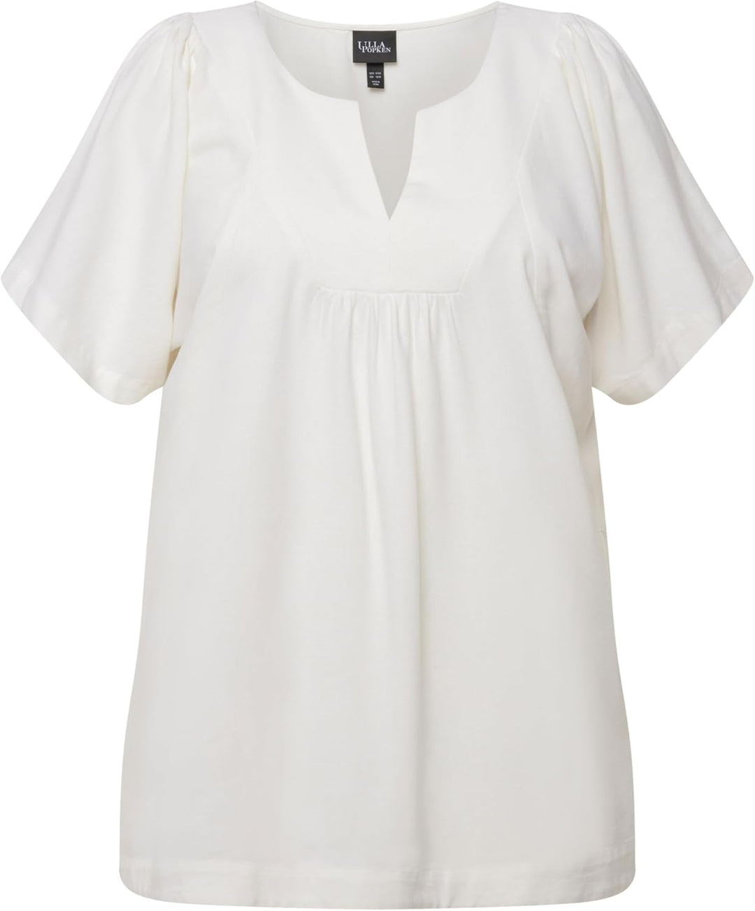 Ulla Popken Damen Tunika, Leinenmix, A-Linie, Tunika-Ausschnitt, Halbarm Bluse (1er Pack) 42 Offwhit