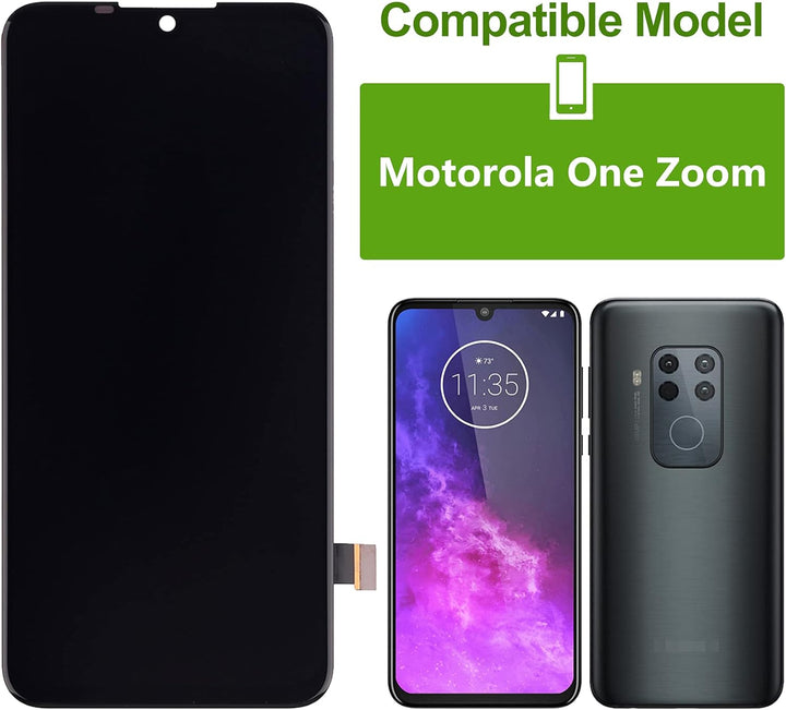 SwarKing AMOLED kompatibel mit Motorola One Zoom LCD Display Touch Screen Digitizer (Schwarz ohne Ra