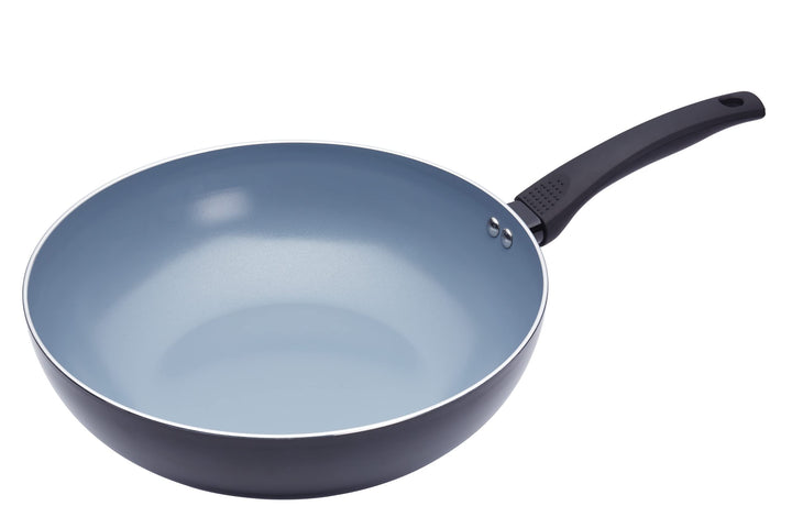 MASTERCLASS Antihaftbeschichteter Öko-Wok aus Keramik, für Induktionskochfelder geeignet, 29,5 cm (1