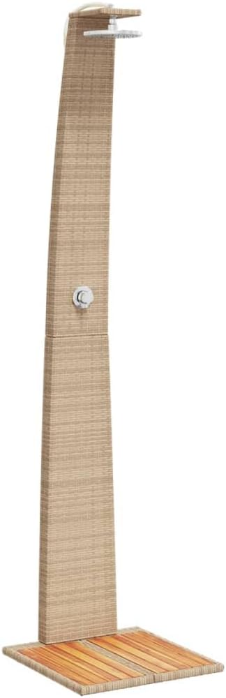 Gartendusche mit Lattenboden Drehbarer Duschstrahl Beige 55x60x224 cm Poly Rattan und Akazienholz Be