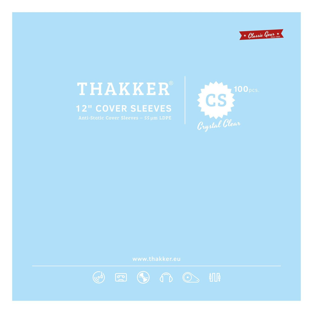 THAKKER 12" Cover Sleeves - 100 antistatische Aussenhüllen | kristallklarer Schutz für alle 12 Zoll