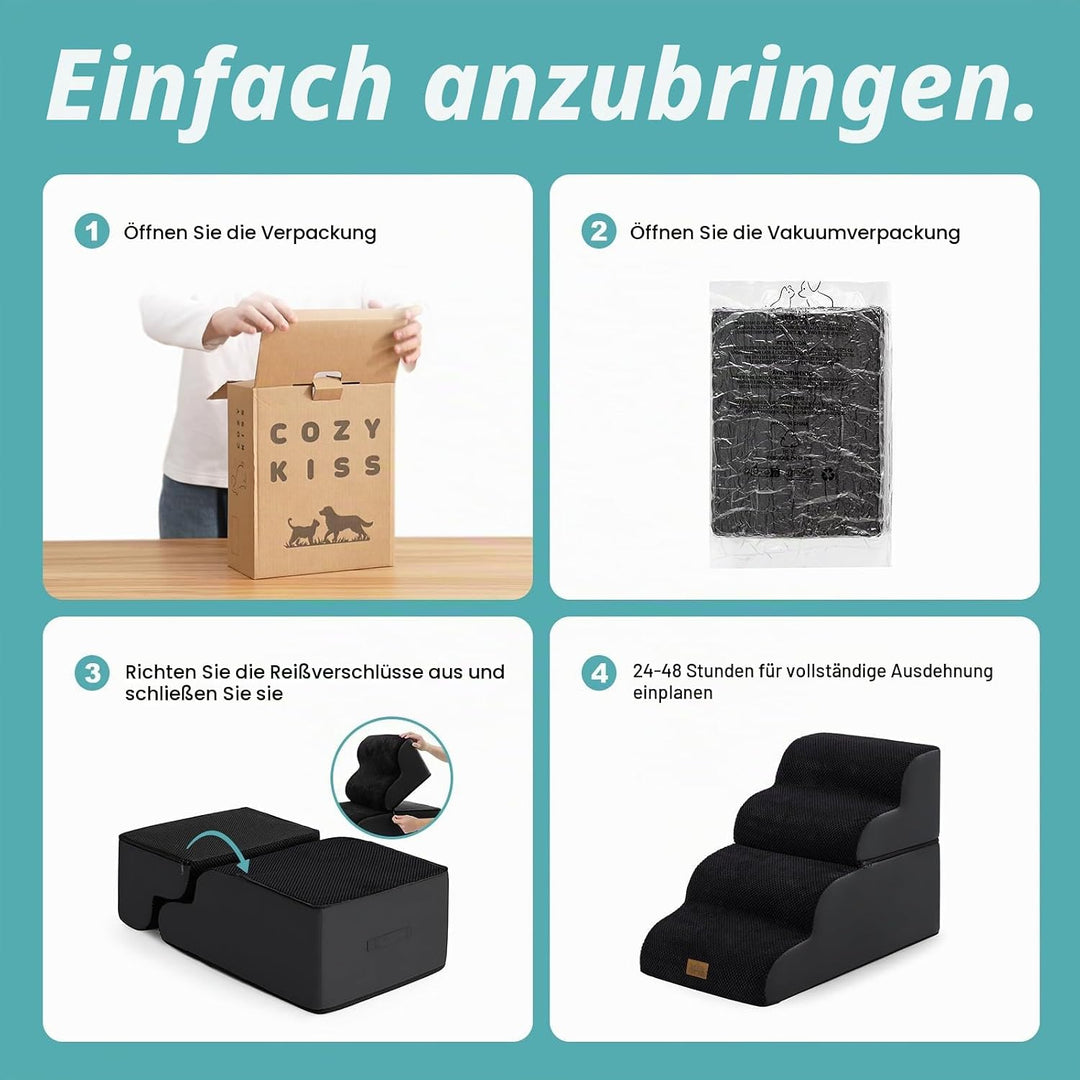 Breiter Hundetreppe für Kleine Hunde 50 cm, Hunderampe für Sofa, Hundetreppe Bett,Katzentreppe für A