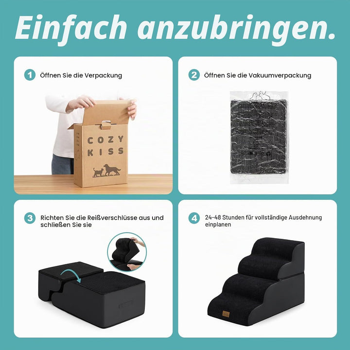Breiter Hundetreppe für Kleine Hunde 50 cm, Hunderampe für Sofa, Hundetreppe Bett,Katzentreppe für A