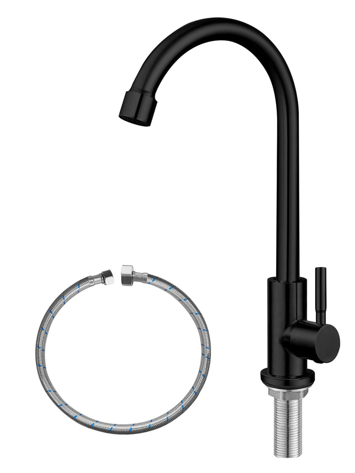 Nur Kaltwasser-Wasserhahn, SUS304 Edelstahl, Wasserhahn für Küchenspüle, schwarzer Wasserhahn, hoher