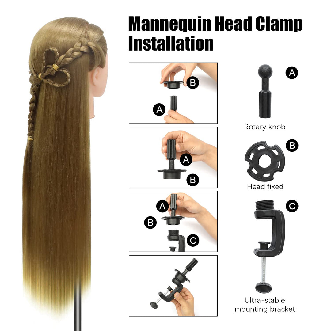 Trainingsköpfe, 28 inch Übungskopf Frisierkopf Friseur 100% Synthetikfaser-Haar Styling Kopf Frisier