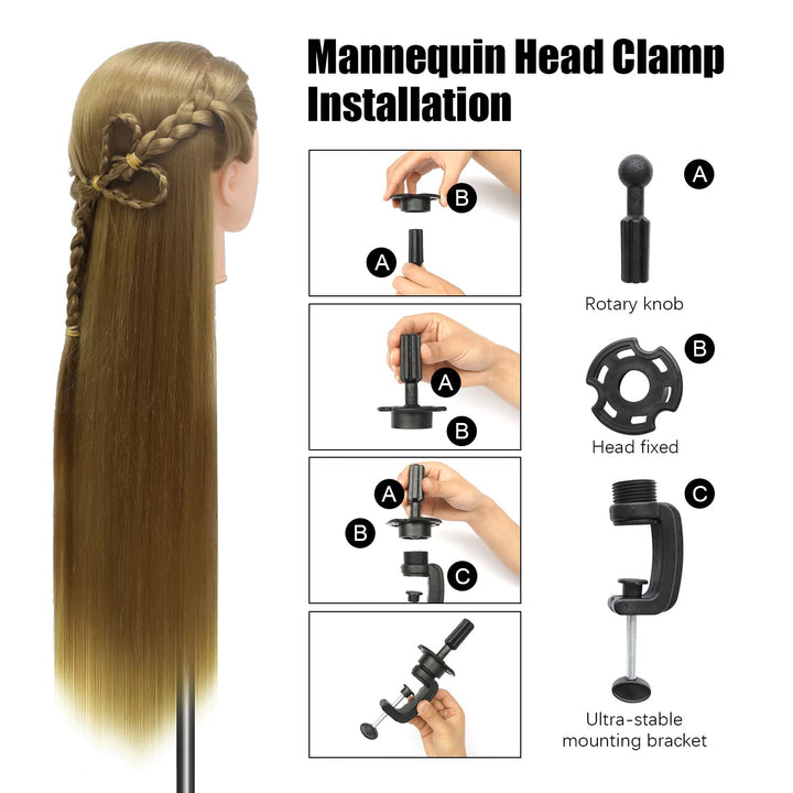 Trainingsköpfe, 28 inch Übungskopf Frisierkopf Friseur 100% Synthetikfaser-Haar Styling Kopf Frisier