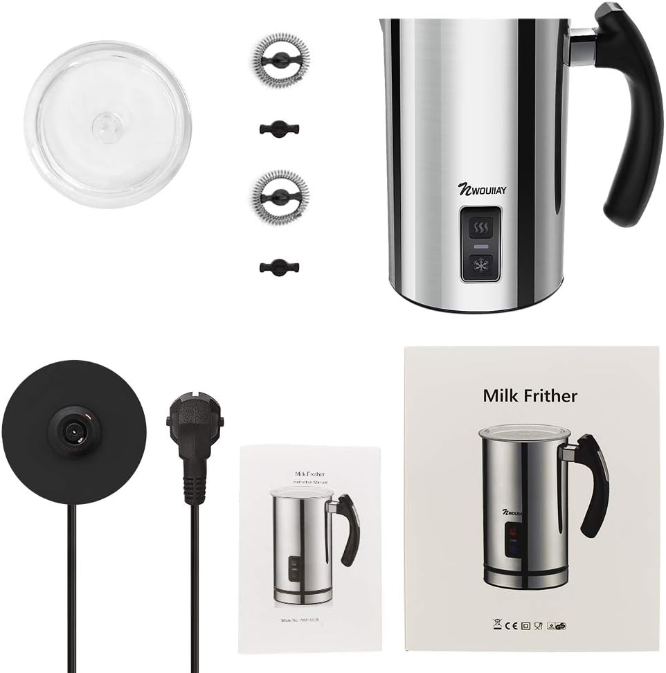 NWOUIIAY Milchaufschäumer Elektrisch 500W Edelstah Automatischer Milchschäumer 240ml Für heissen und