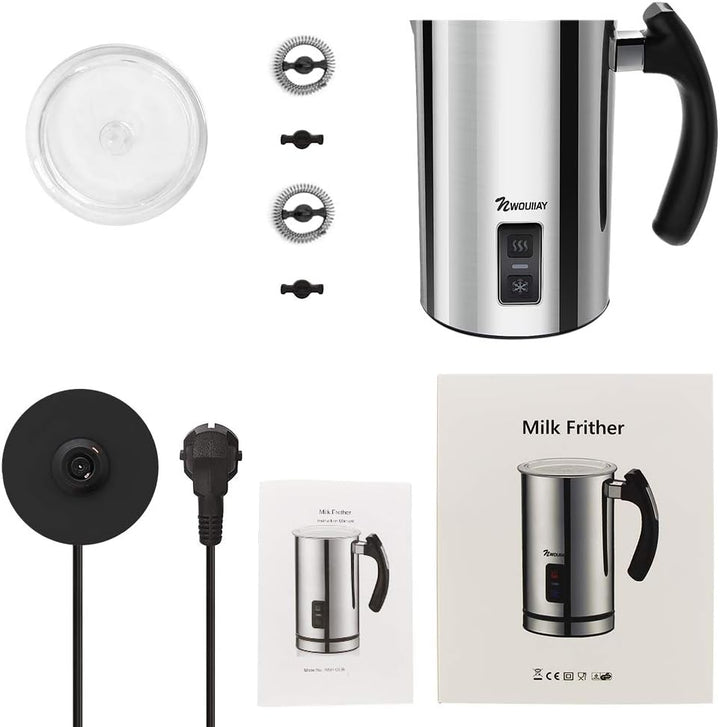 NWOUIIAY Milchaufschäumer Elektrisch 500W Edelstah Automatischer Milchschäumer 240ml Für heissen und