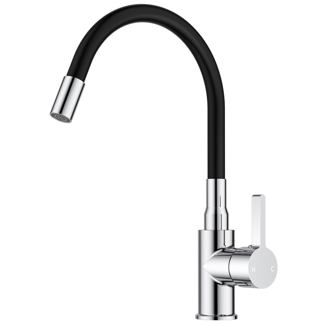FORIOUS Flexible Wasserhahn Küche, 360° Drehbar Küchenarmatur 1 Loch Spülenarmatur, Einhebelmischer