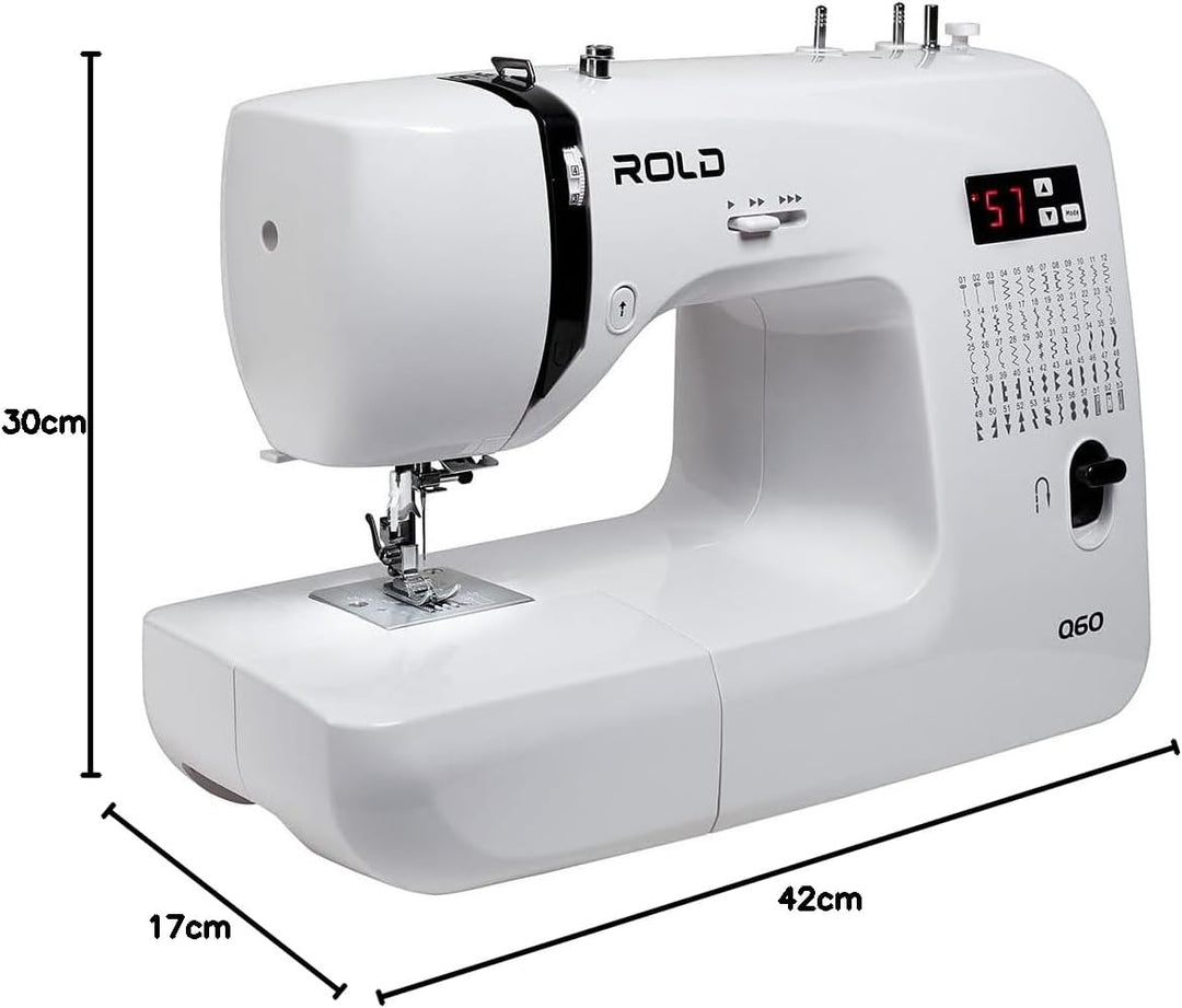 Rold Q60 Computernähmaschine | 60 Stichprogramme | Nadeleinfädler | Metallrahmen | LED-Beleuchtung |