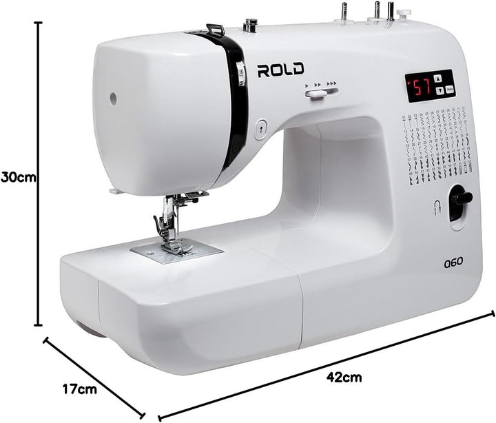 Rold Q60 Computernähmaschine | 60 Stichprogramme | Nadeleinfädler | Metallrahmen | LED-Beleuchtung |