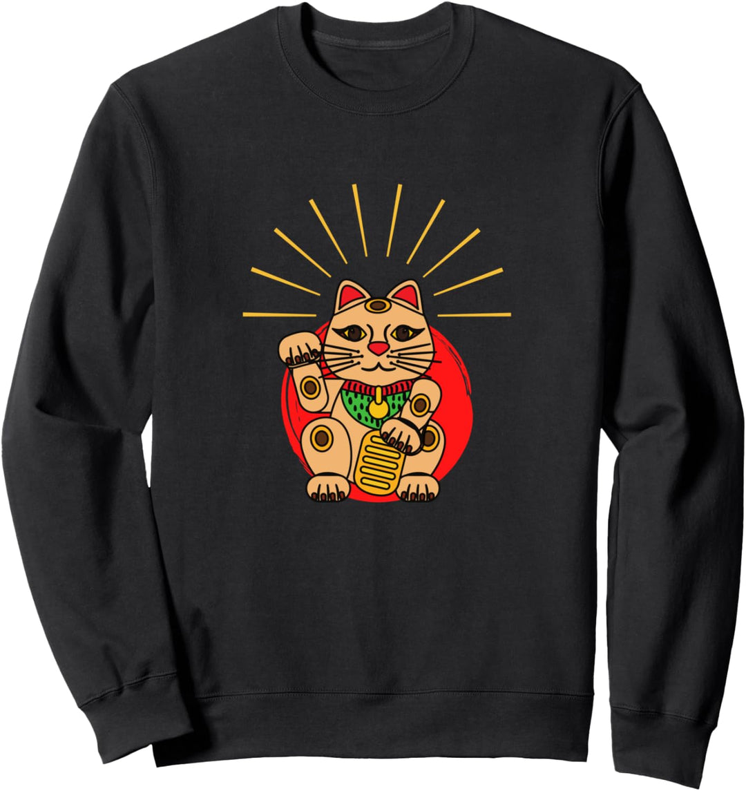 Winkende Katze Japan Glückskatze Kawaii Neko Sweatshirt