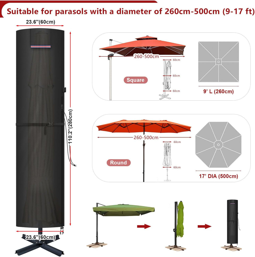 LAMUNI Sonnenschirm Schutzhülle für Ampelschirm Abdeckung für Gartenschirm Abdeckhauben für Sonnensc