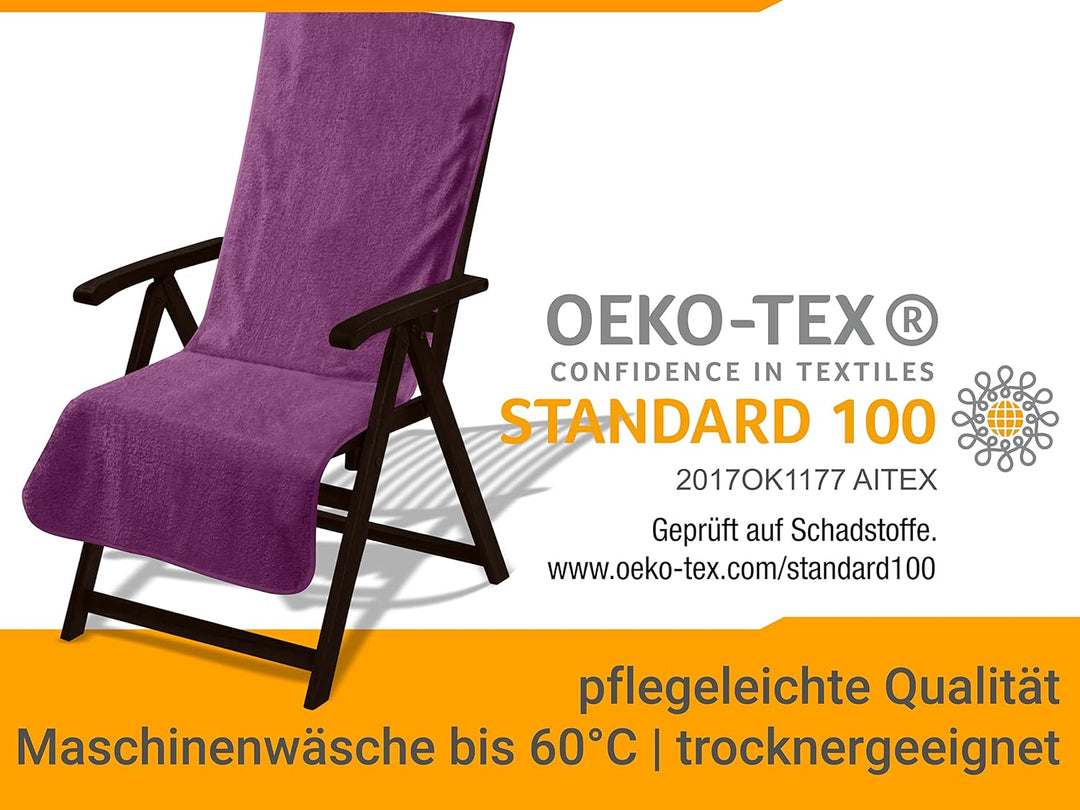 npluseins 2er Pack Auflagen für Sonnenliege und Gartenliege 1594.2319, Stuhl 60 x 130 cm, Beere Stuh