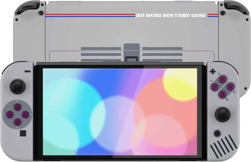 eXtremeRate Full Hülle für Nintendo Switch OLED, DIY-Ersatz Konsole case & Kickstand, NS Joycon Gehä
