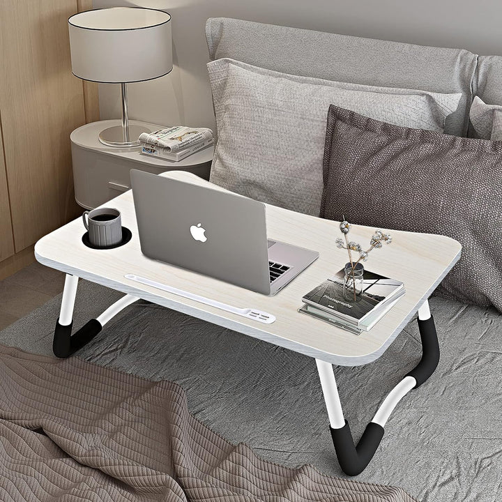 A3A ACADGQ Laptoptisch, Laptop Betttisch Klappbar, Notebook Tisch mit 4 USB-Ladeanschluss, Schublade