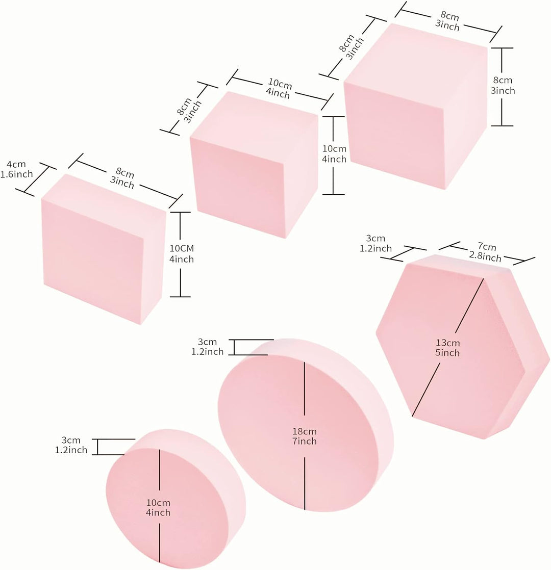 Selens Fotografie Requisiten Geometrische Würfelschaumformen 6 Stück Rosa Hintergrund Schaum Requisi