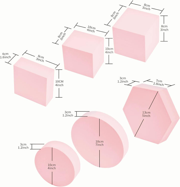Selens Fotografie Requisiten Geometrische Würfelschaumformen 6 Stück Rosa Hintergrund Schaum Requisi