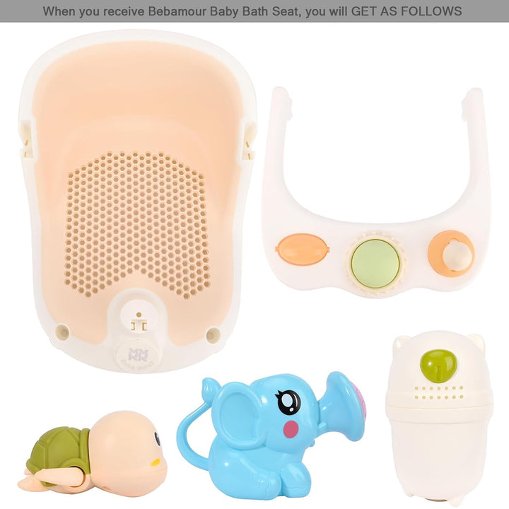 Bebamour Baby Badesitz 6 Monate+ Kind Badewanne rutschfest Baby Badesitz mit Spielzeug,Pink 2 Pink,