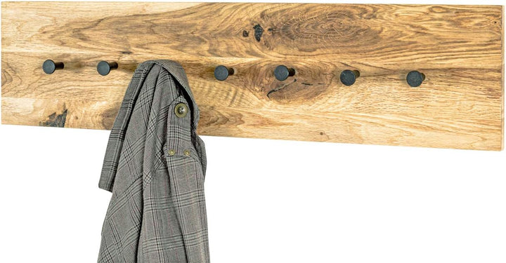 HAKU Möbel Wandgarderobe, Massivholz, eiche geölt-schwarz, B 80 x T 6 x H 20 cm Eiche Geölt-schwarz