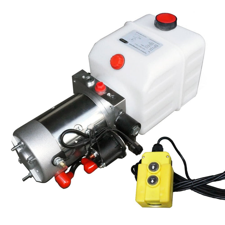 Hydraulikaggregat Hydraft, Hydraulikpumpe 12 V 180 bar 2000 Watt mit 4 Liter Tank und Kabelfernbedie