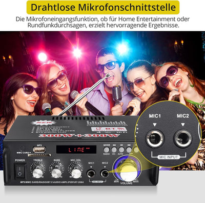 PROZOR Bluetooth Stereo Audio Verstärker 300W+300W Audio Amplifier Mini Digital Audio Amplifier HiFi