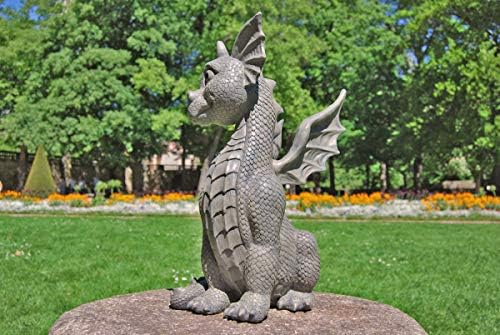 MC Gartenfigur Gartendrache - Modell sitzend XL - Fantasy Figur Deko Drache Garten