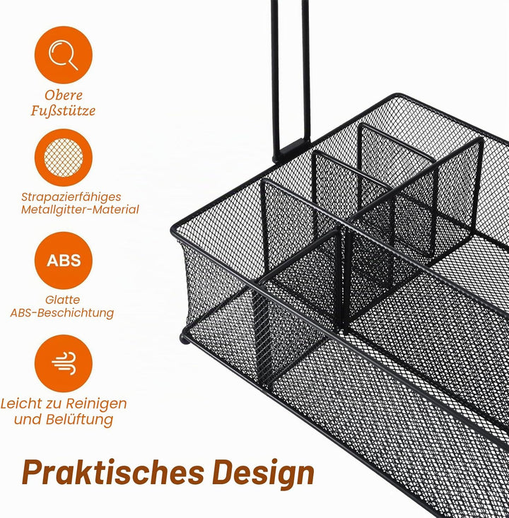 Grill-Caddy, Picknick-Grill-Organizer für Camping, Outdoor, Netzkorb mit 3 Haken zum Aufhängen und P