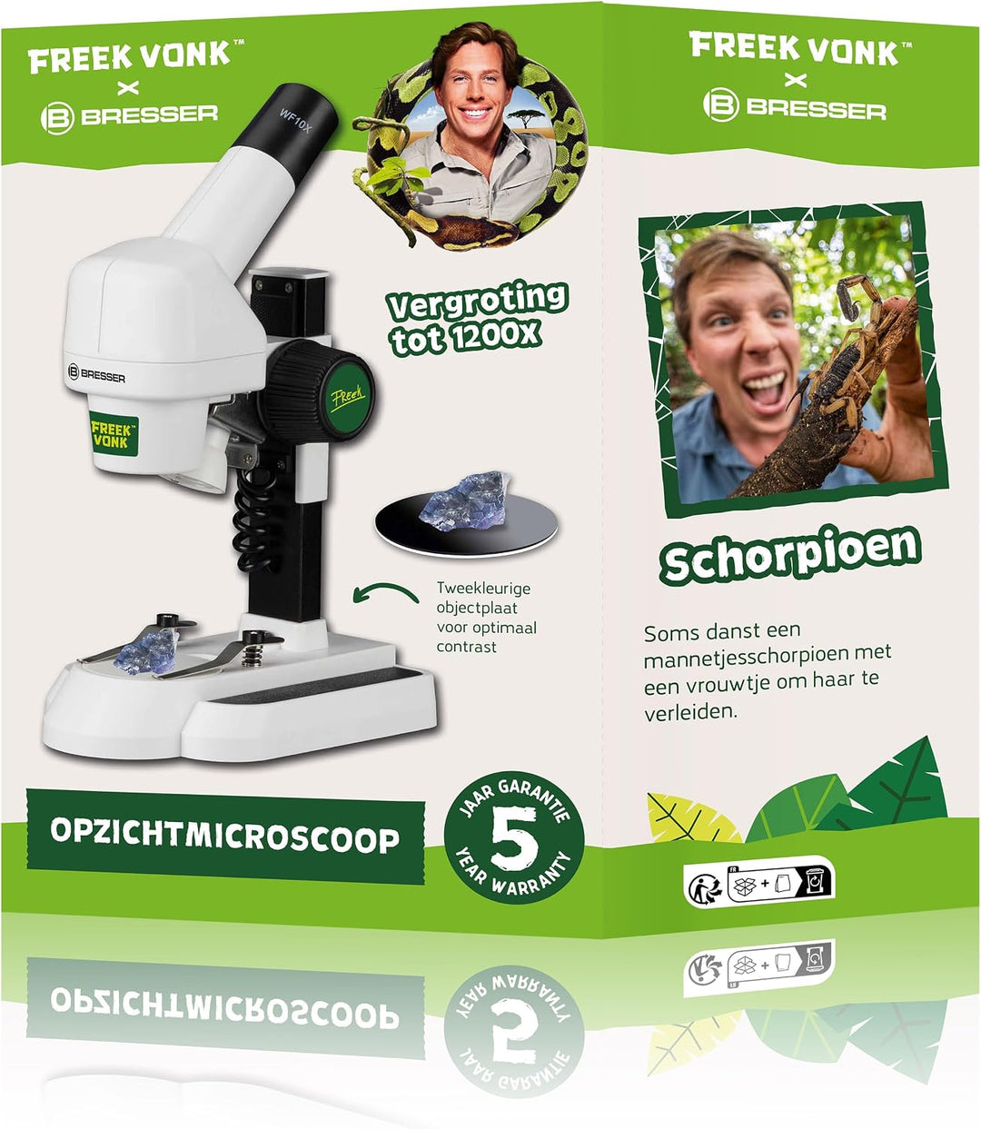Freek Vonk x Bresser Auflichtmikroskop 20x für Kinder, LED-Beleuchtung, zweifarbige Objektplatte