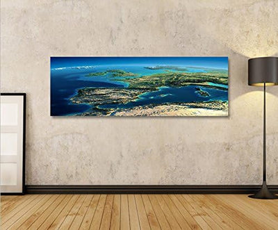 islandburner Bild Bilder auf Leinwand Europa vom Weltall V4 Panorama XXL Poster Leinwandbild Wandbil