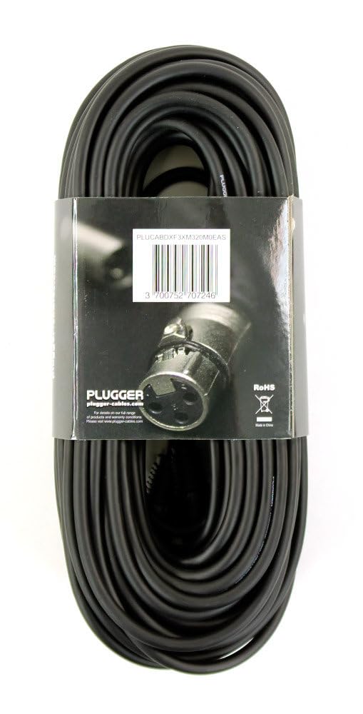 Plugger Câble DMX XLR femelle 3b/mâle 3b 20m Noir Noir 20 meter, Noir 20 meter