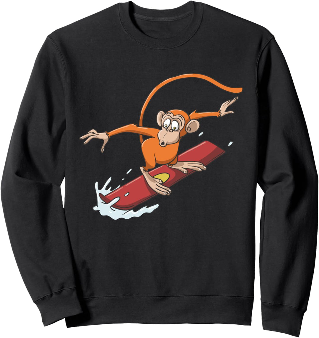 Lustiger Affe auf dem Snowboard Sweatshirt