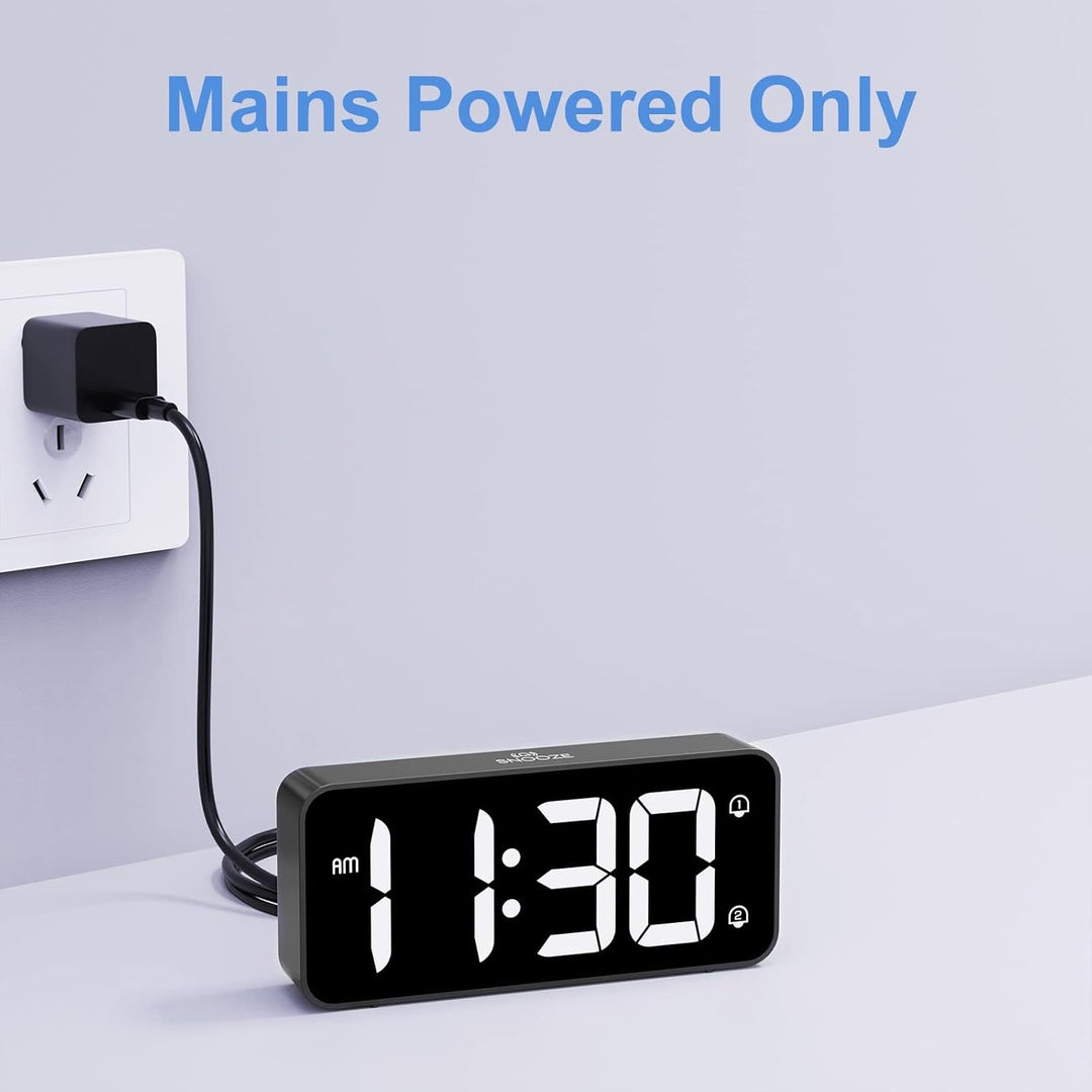 LATEC LED Digitaler Wecker mit 2 Alarme Snooze, Digital Uhr mit USB-Ladeanschluss, 0–100% Helligkeit