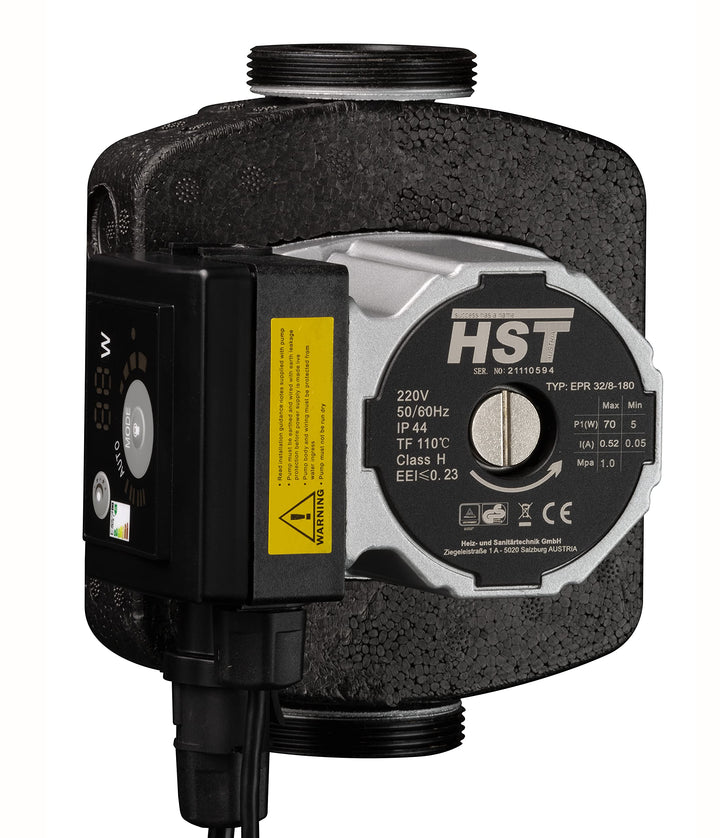 HST | Hocheffiziente Heizungspumpe | Umwälzpumpe | HST EPR 32-8/180 mm | Förderhöhe 8 Meter | Drehza